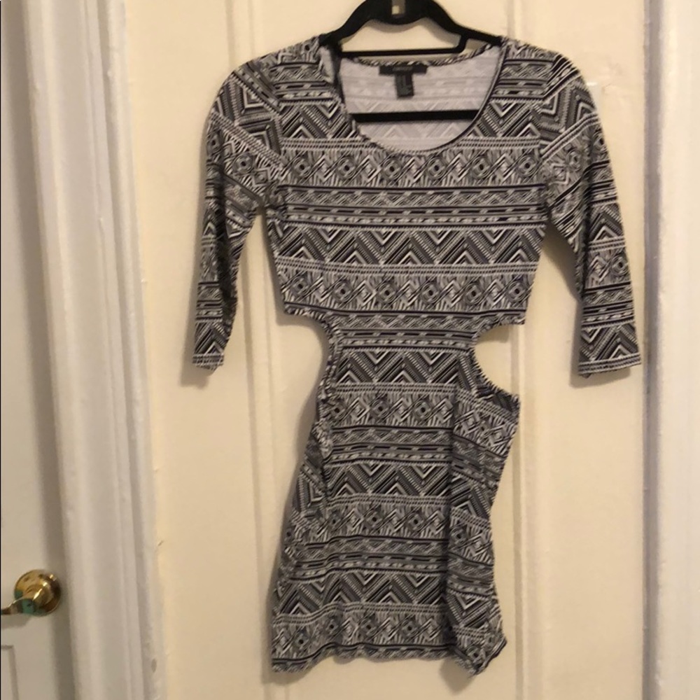 Black and white Aztec dress with cutouts